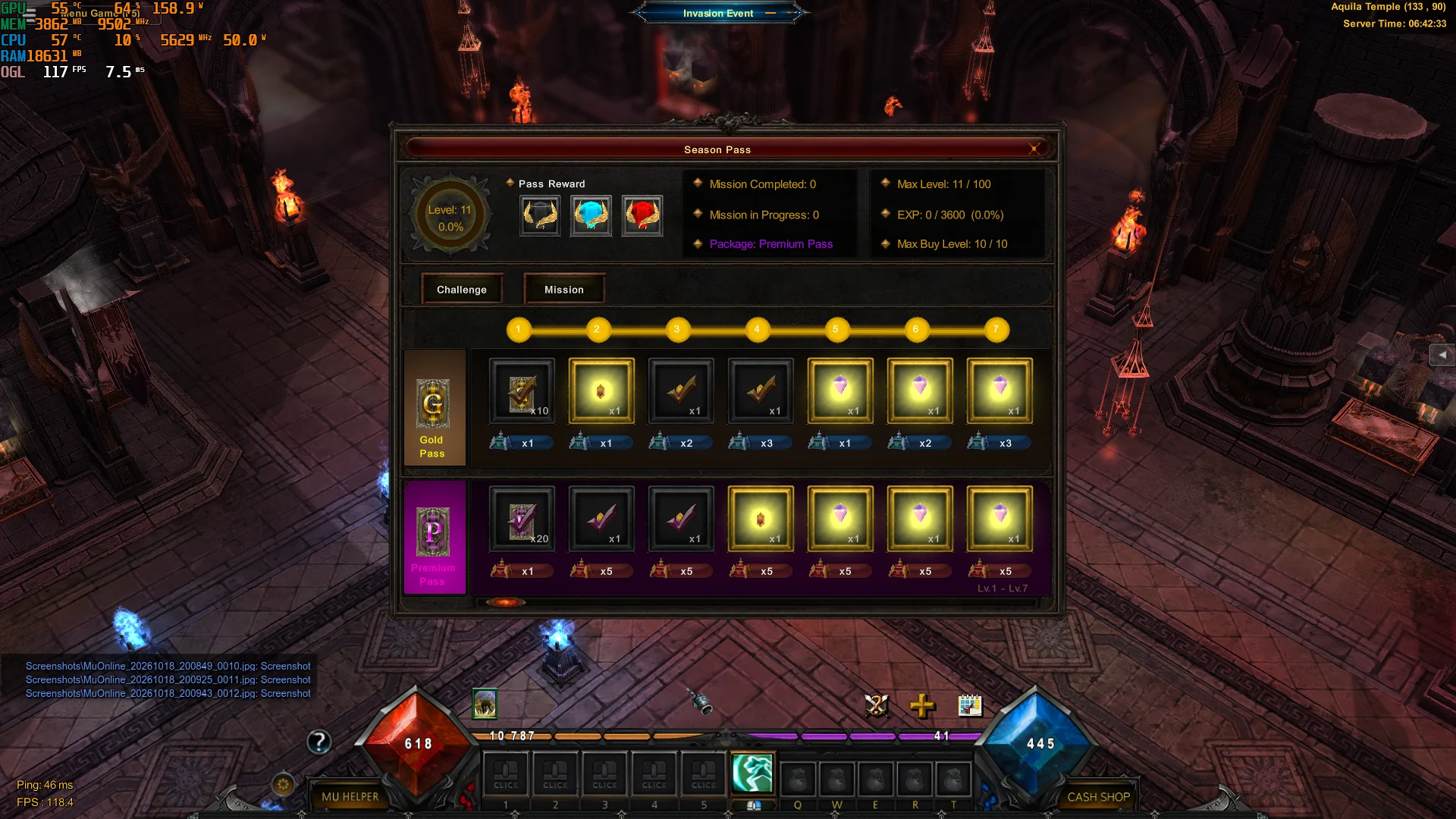 Actual Pegasus Battle Pass interface