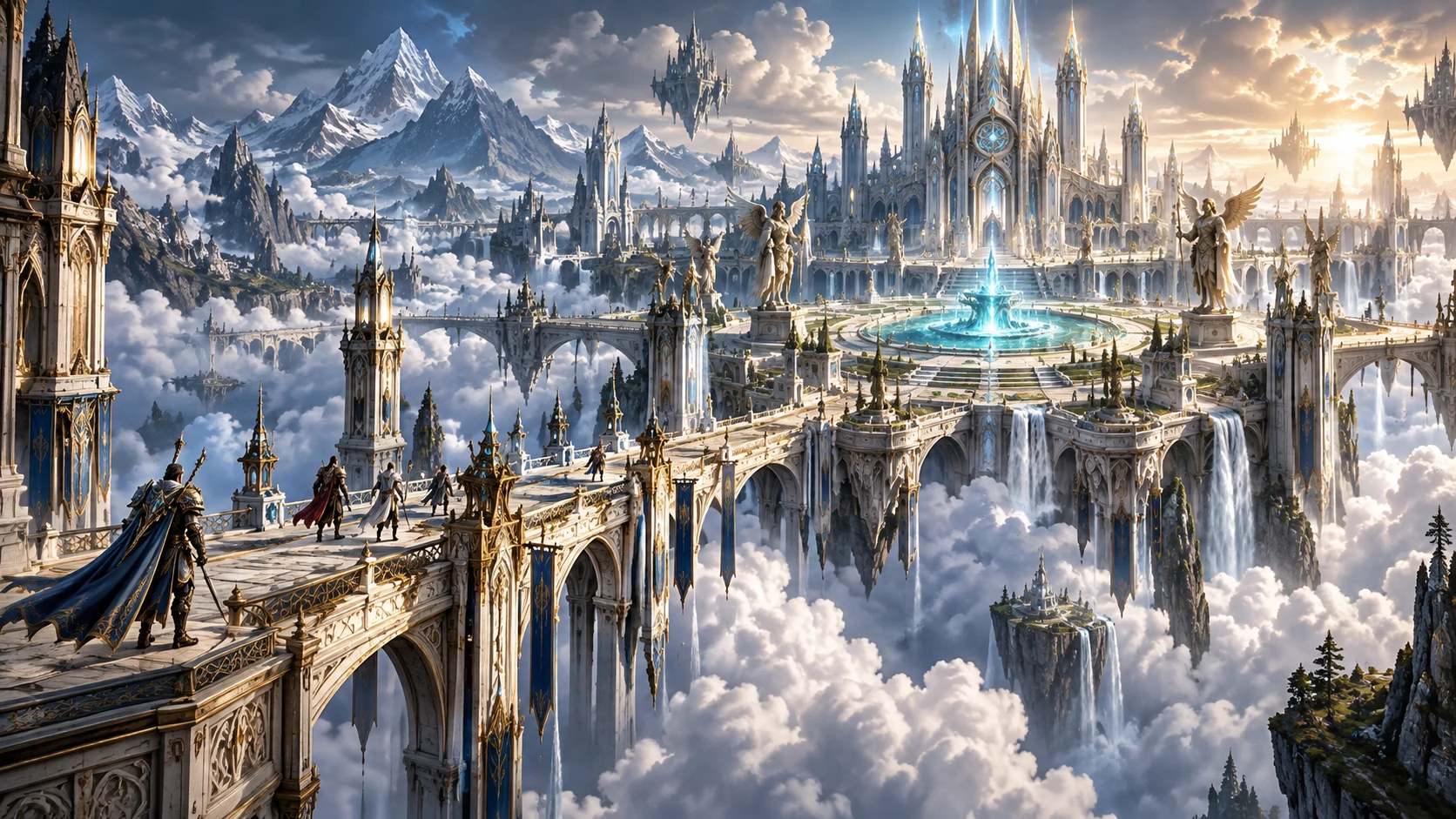 Illustrative floating fantasy citadel above the clouds